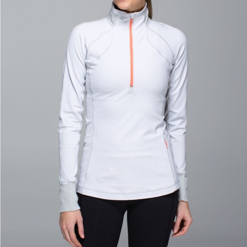 Lululemon Race With Grace 1/2 Zip - Wee Stripe White Silver Spoon - Size 6